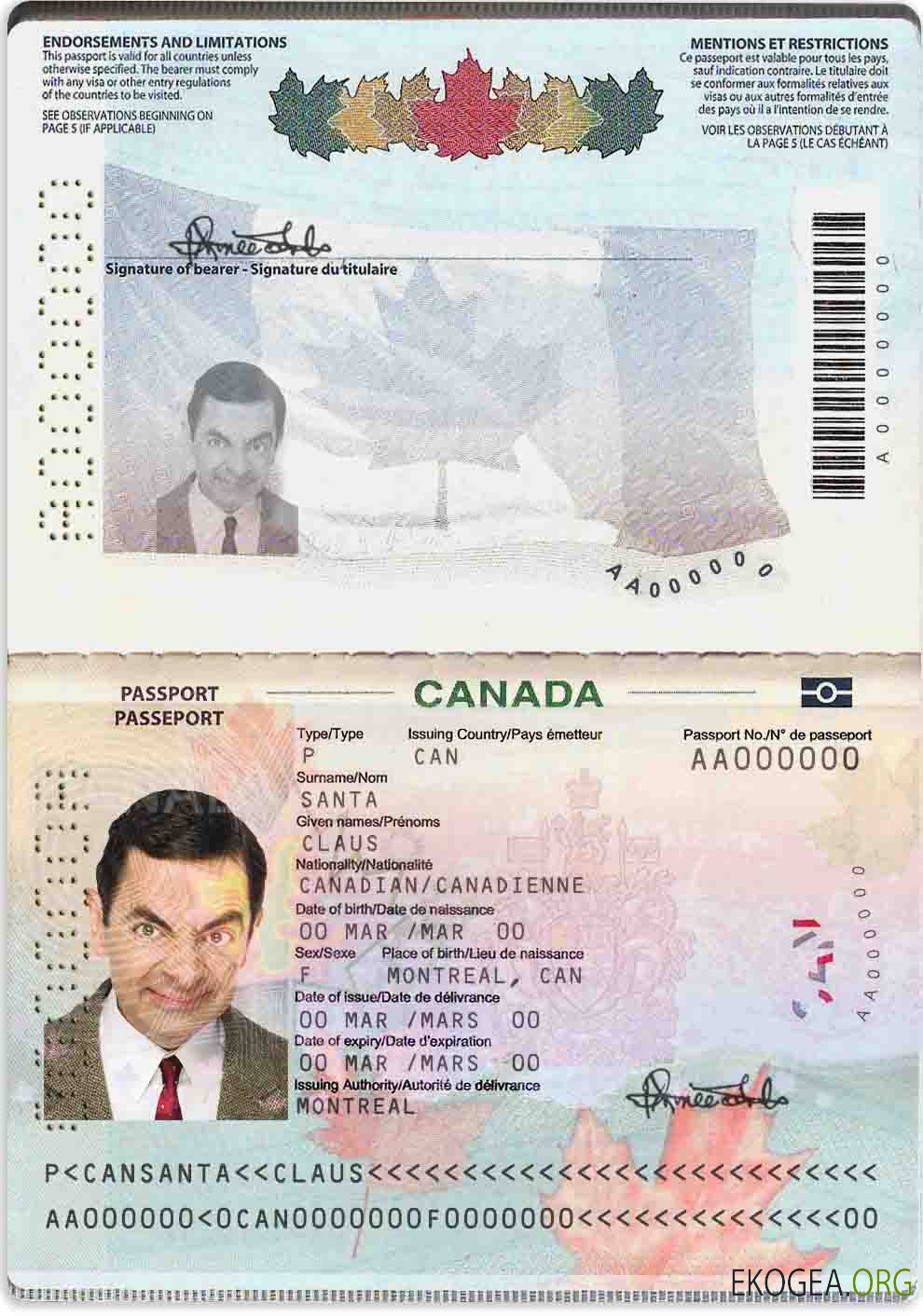Modèle de passeport canadien au format PSD, entièrement modifiable (2010 – présent)